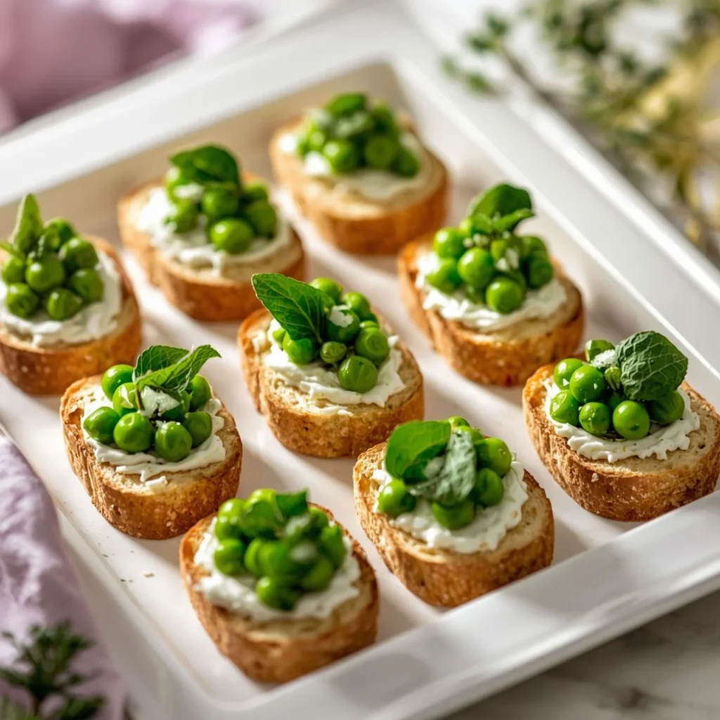 Pea Mint Ricotta Crostini