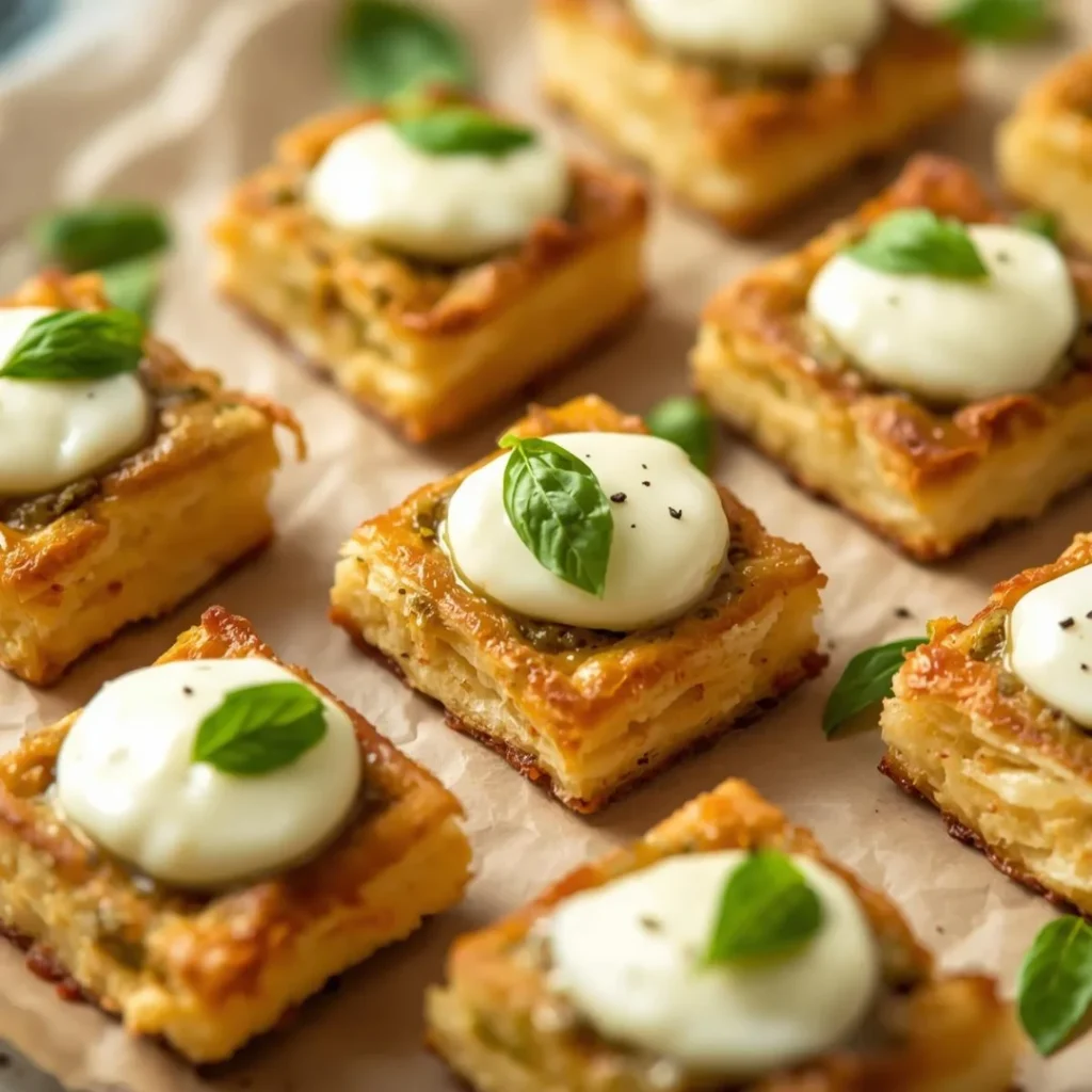 Pesto Mozzarella Puff Pastry Bites