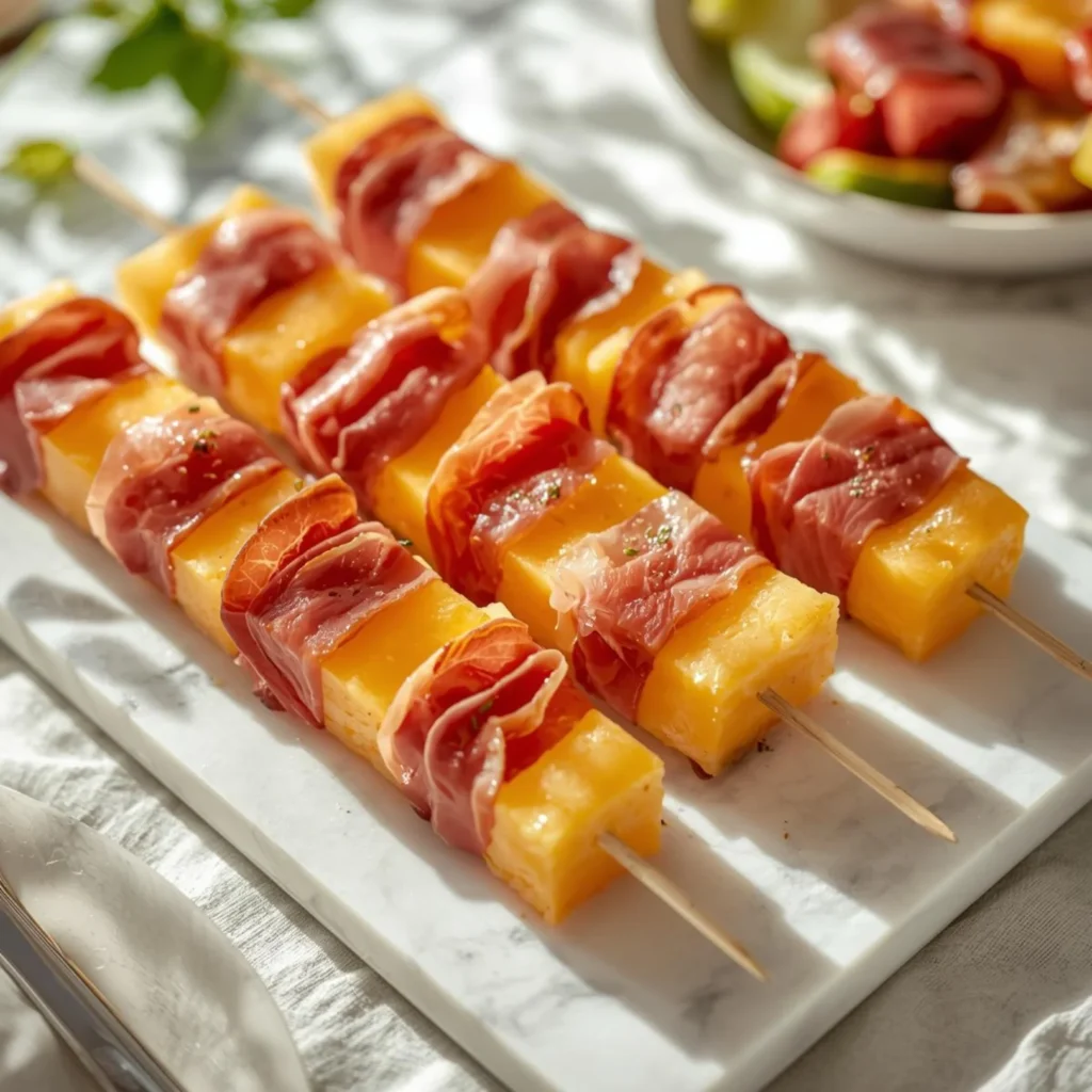 Prosciutto Melon Skewers