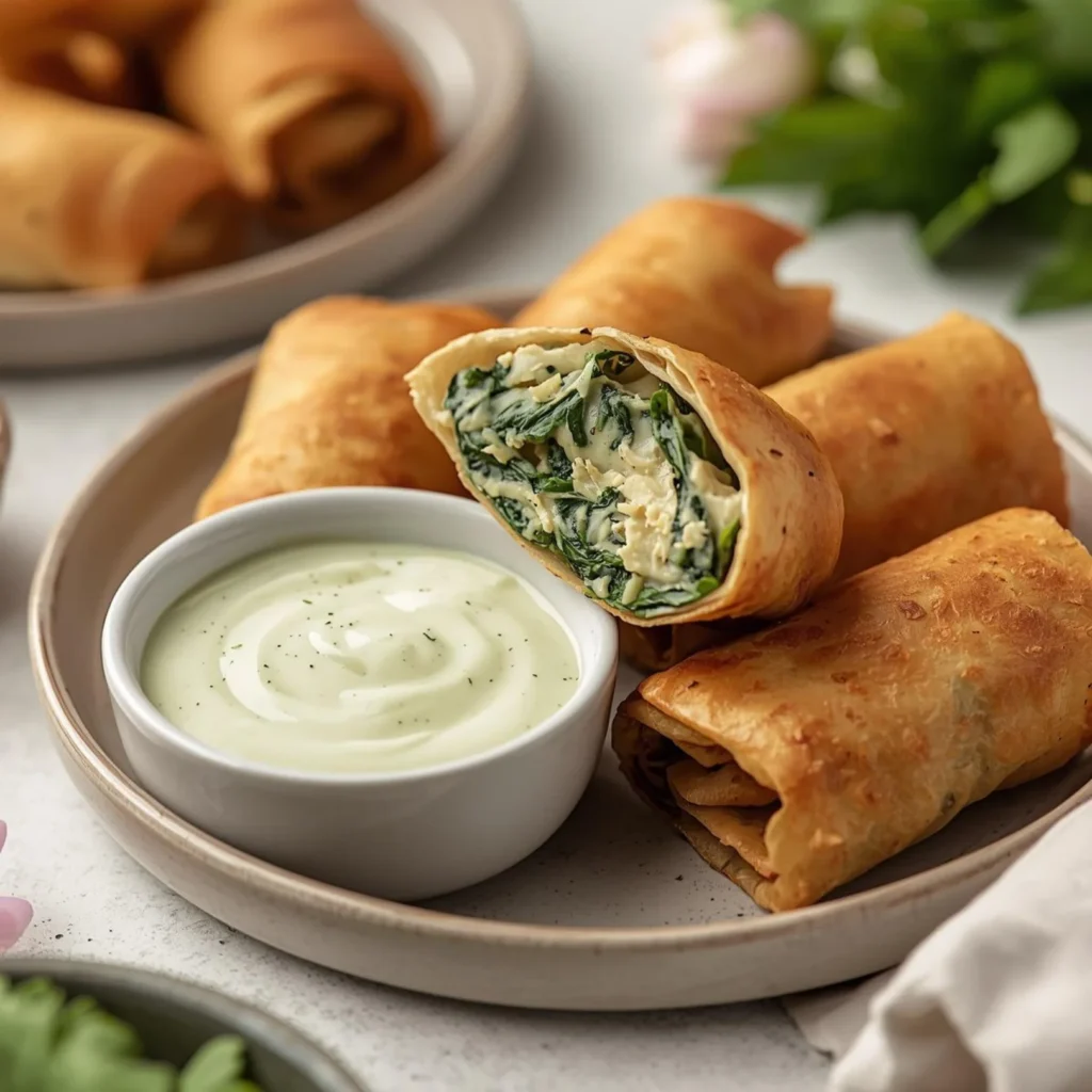 Spinach Artichoke Spring Rolls