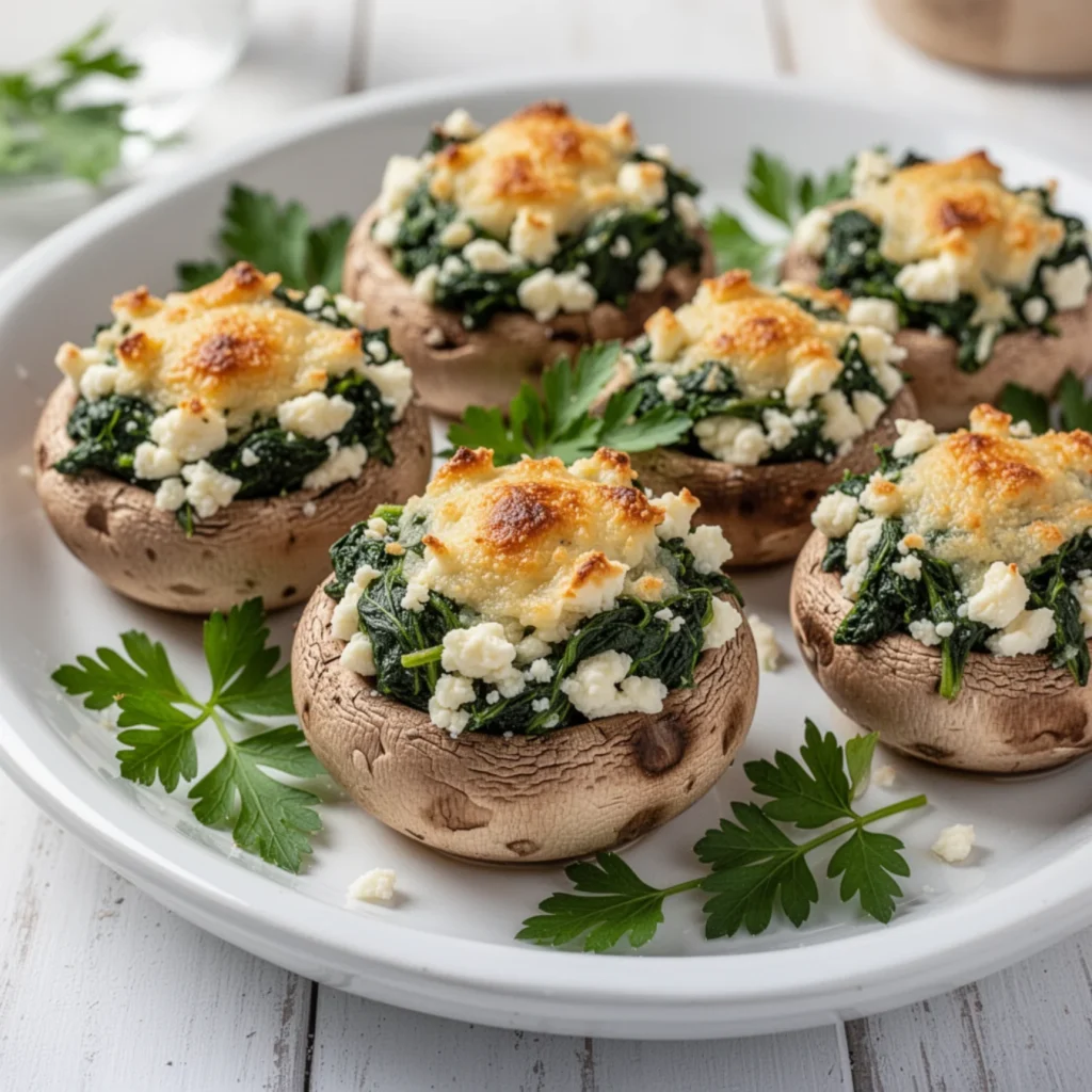 Spinach Feta Stuffed Mushrooms