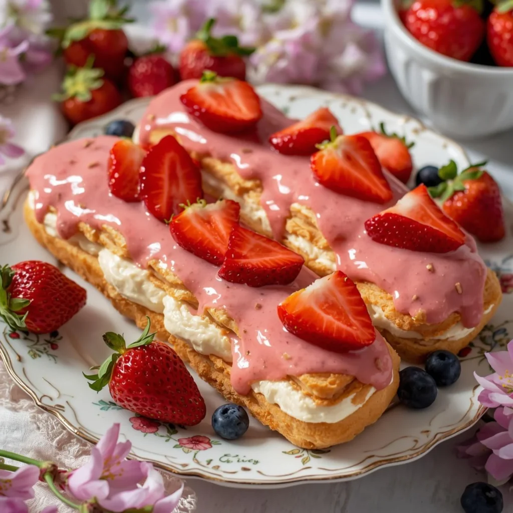 Strawberry Easter Eclairs