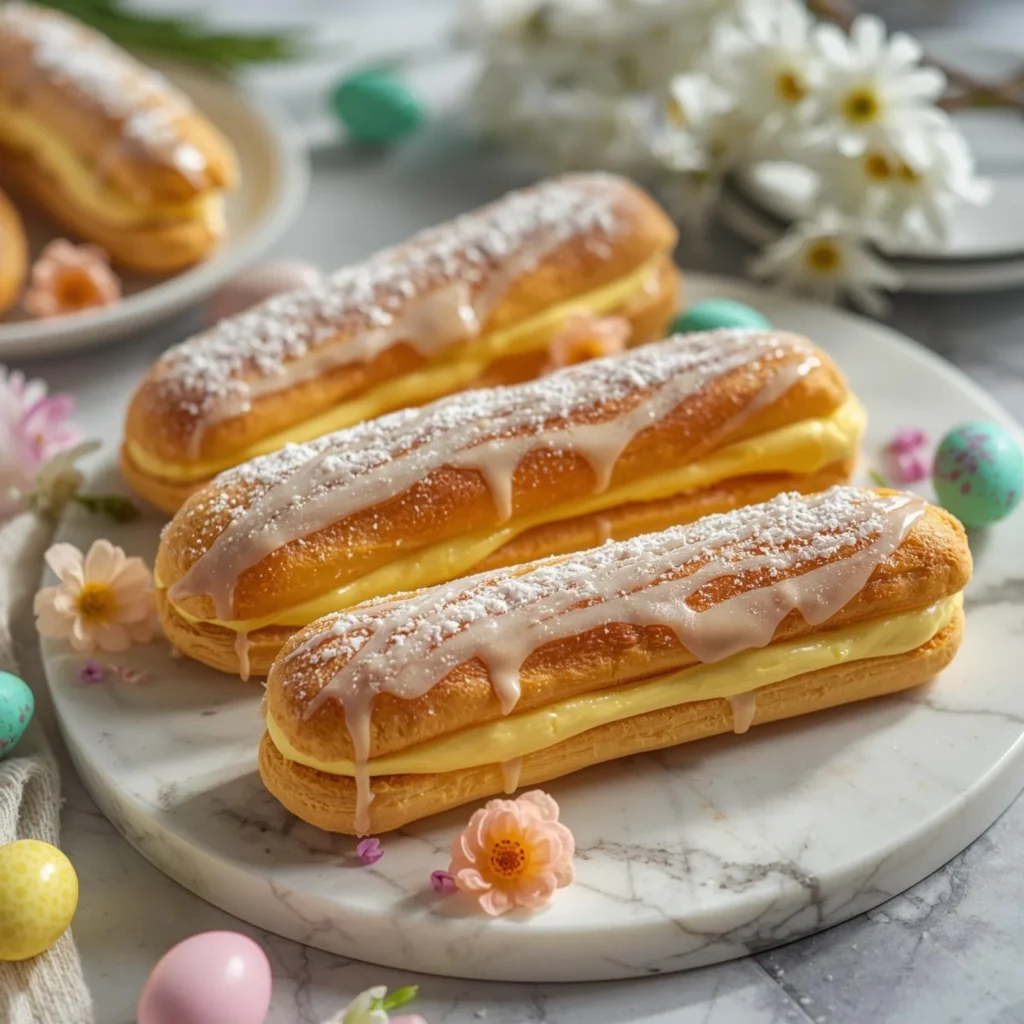 Vanilla Custard Easter Eclairs