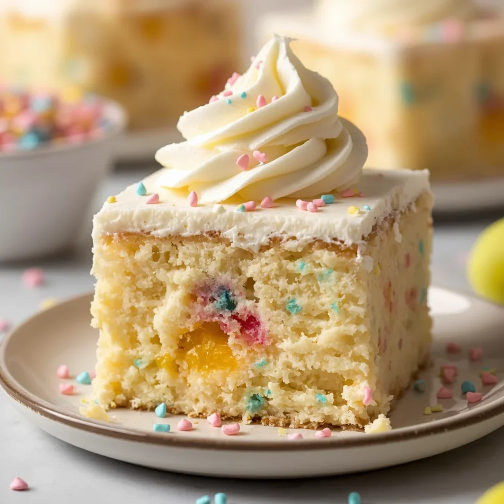 Vanilla Sprinkle Poke Cake