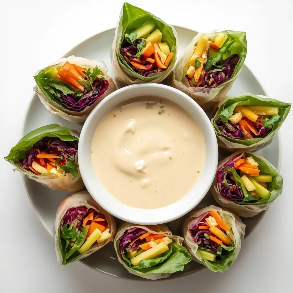 Vegan Rainbow Spring Rolls with Almond Dip