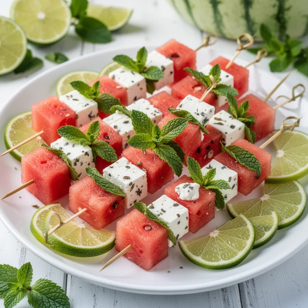 Watermelon Feta Mint Skewers 1