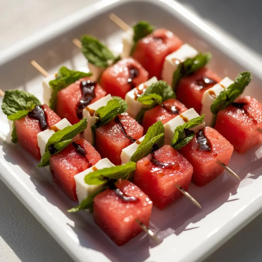 Watermelon Feta Mint Skewers