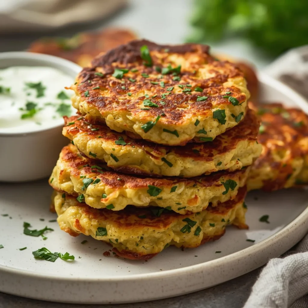 Zucchini Fritters with Garlic Yogurt Dip