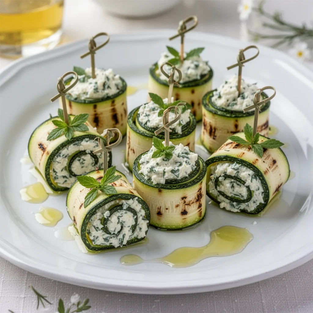 Zucchini Roll Ups with Herbed Ricotta