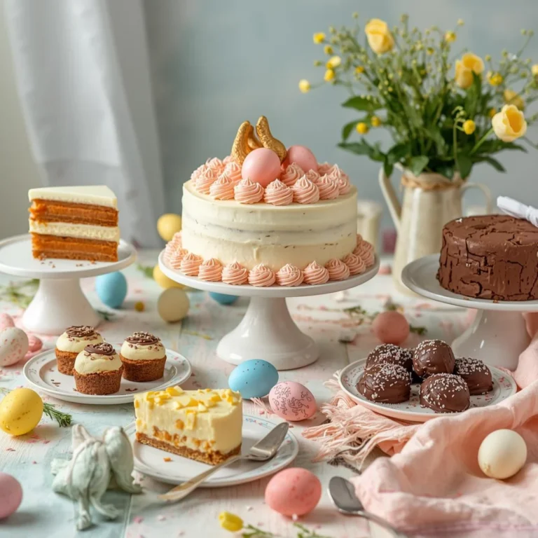 bright Easter dessert table
