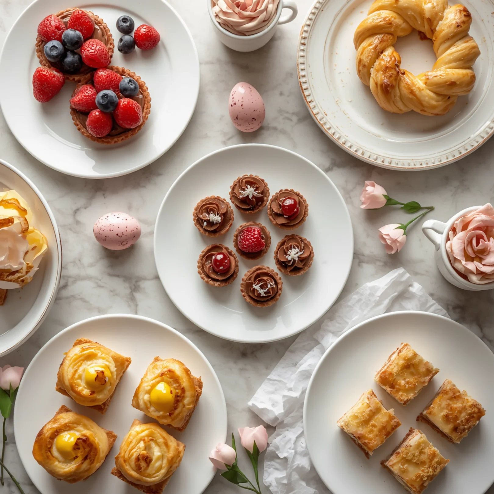 elegant Easter dessert spread