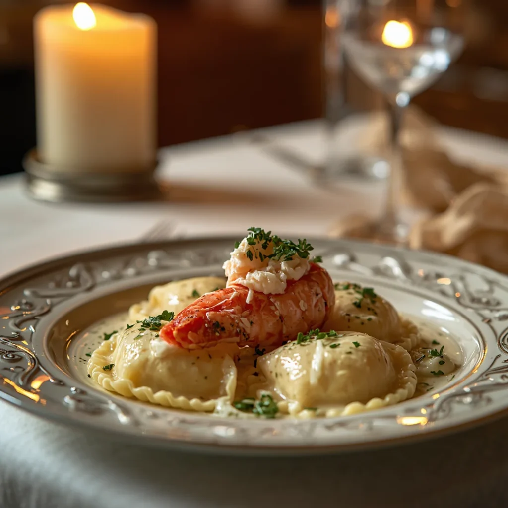 Lobster Ravioli with Cream Sauce