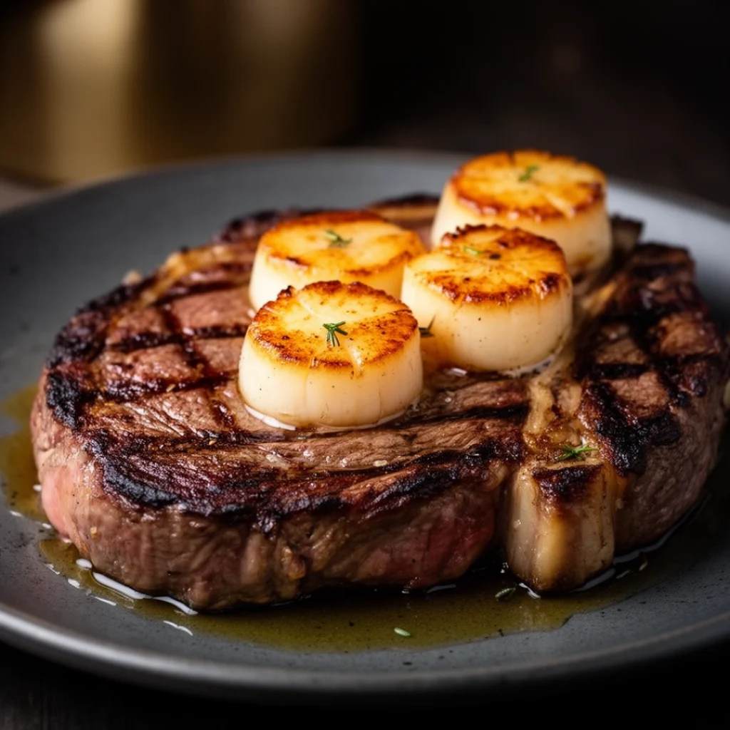 Ribeye Steak with Seared Scallops