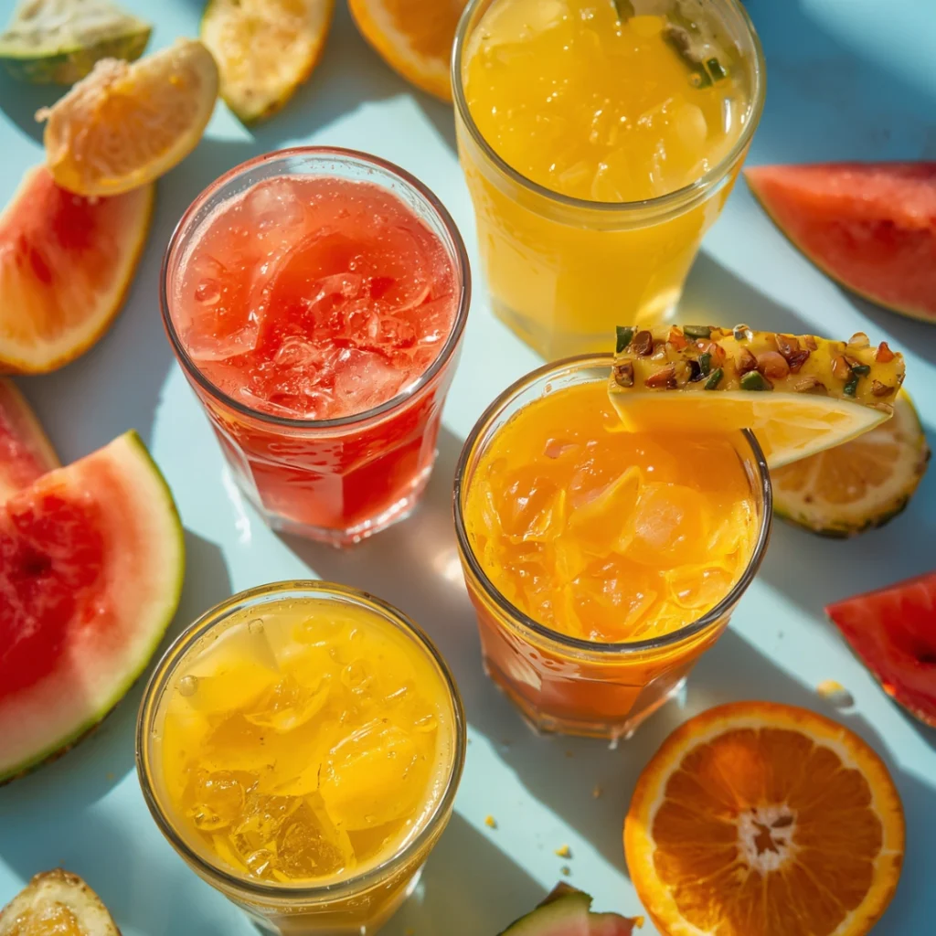 summer setup with multiple glasses