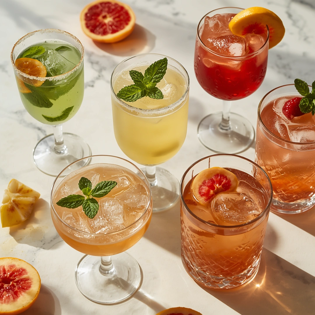 variety of colorful mocktails