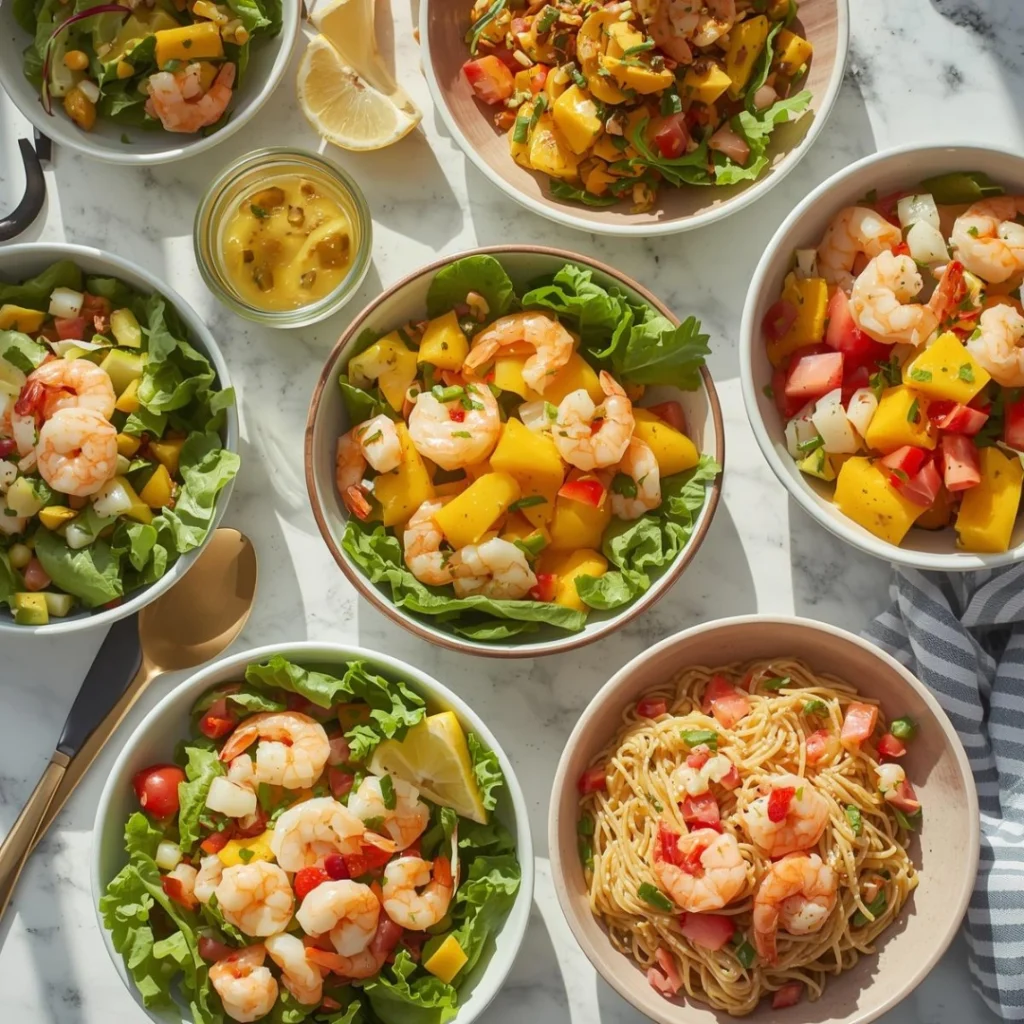 variety of shrimp salads