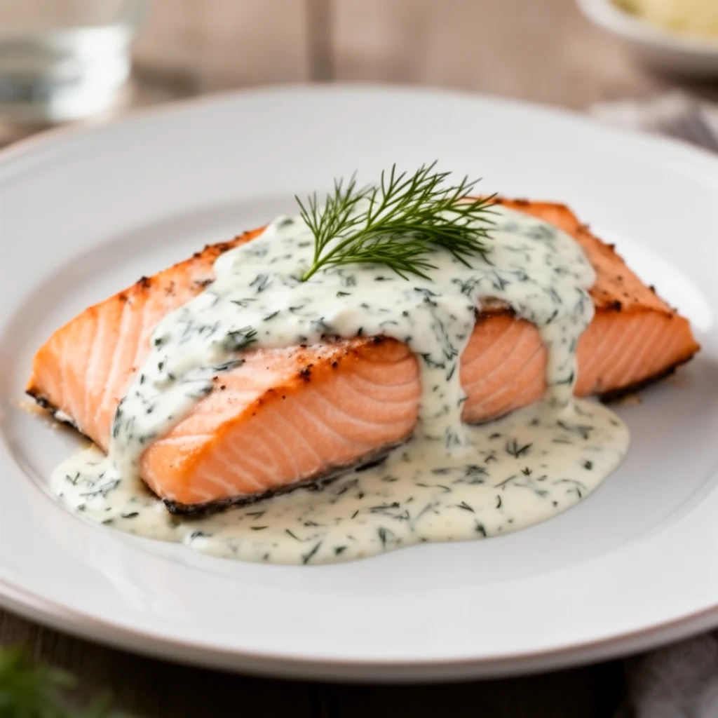 Baked Salmon with Dill Sauce