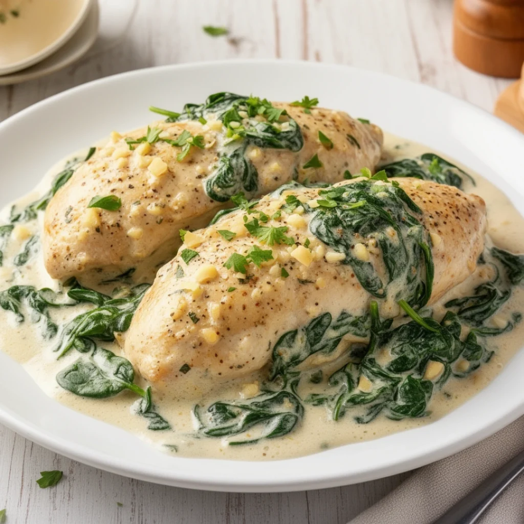 Creamy Garlic Chicken with Spinach