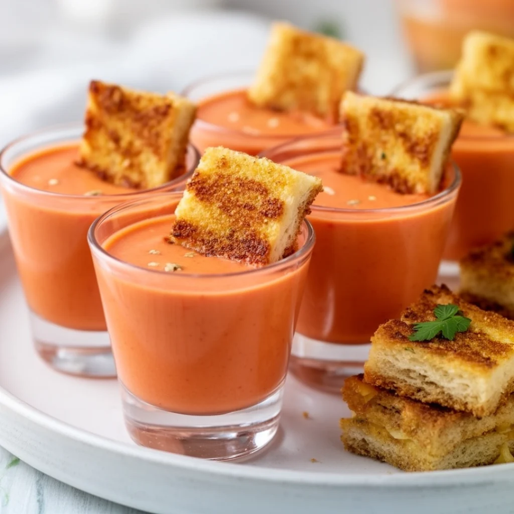 Creamy Tomato Soup Shooters Grilled Cheese Bites