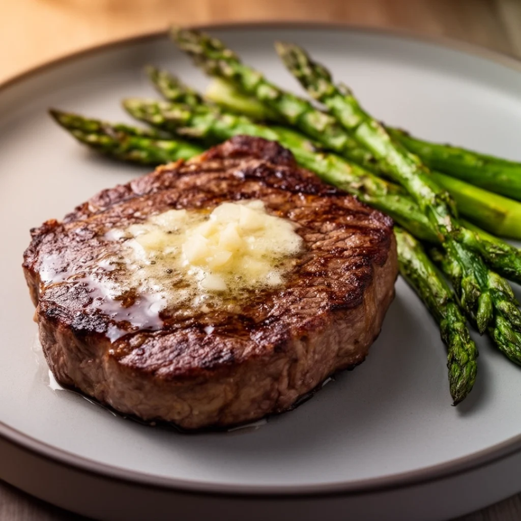 Garlic Butter Steak with Roasted Asparagus