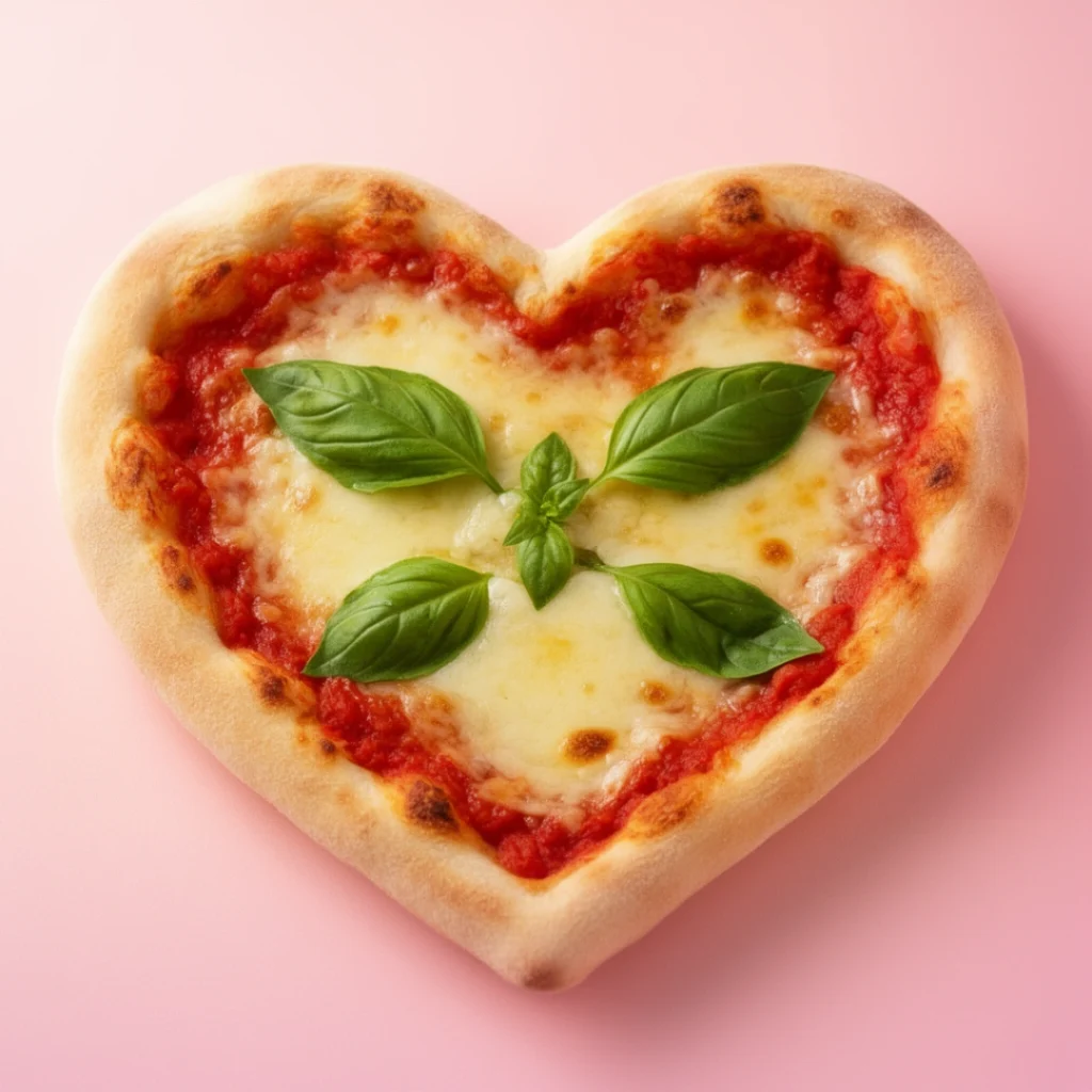 Heart Shaped Margherita Pizza