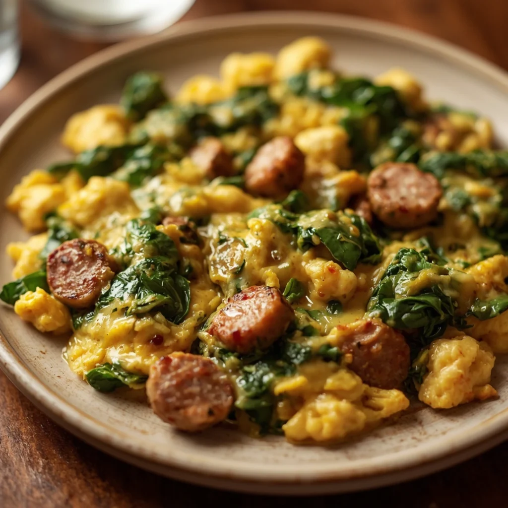Sausage Spinach Scramble