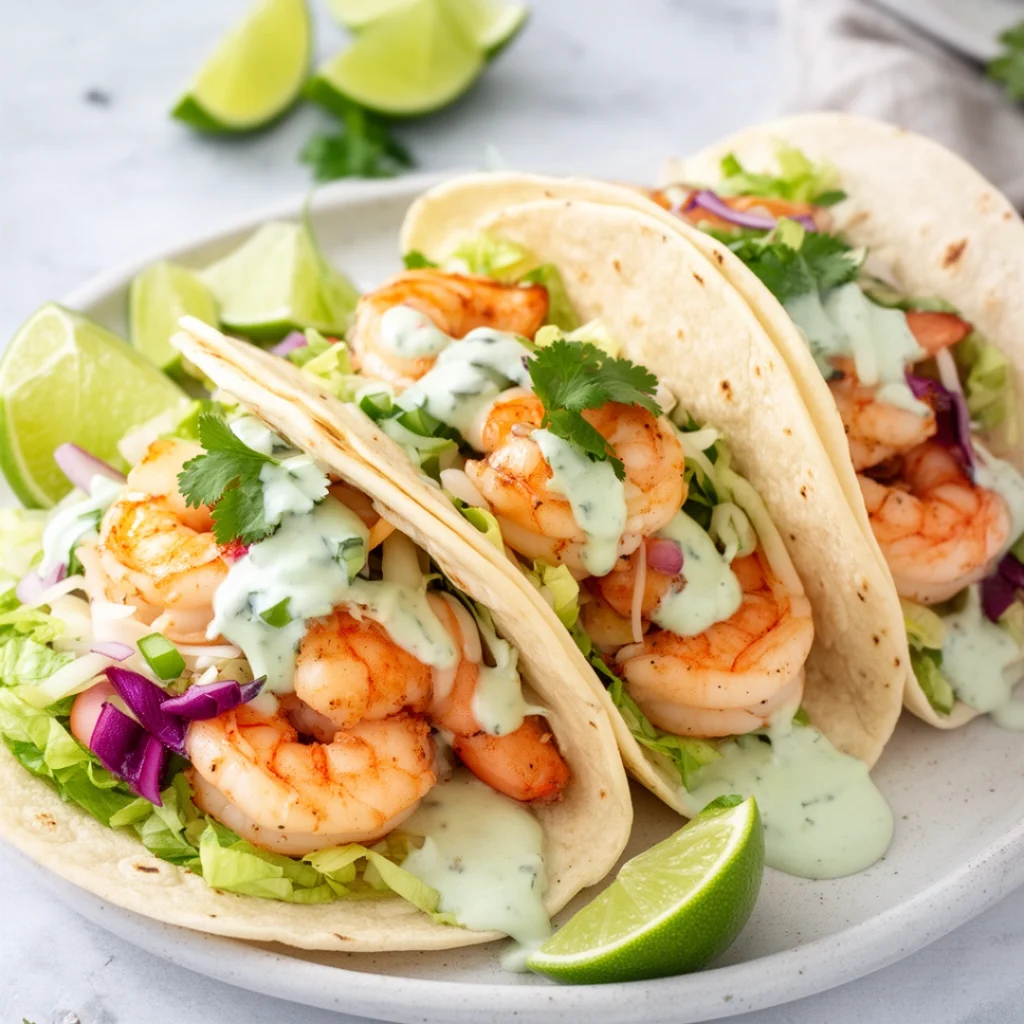 Shrimp Tacos with Lime Crema