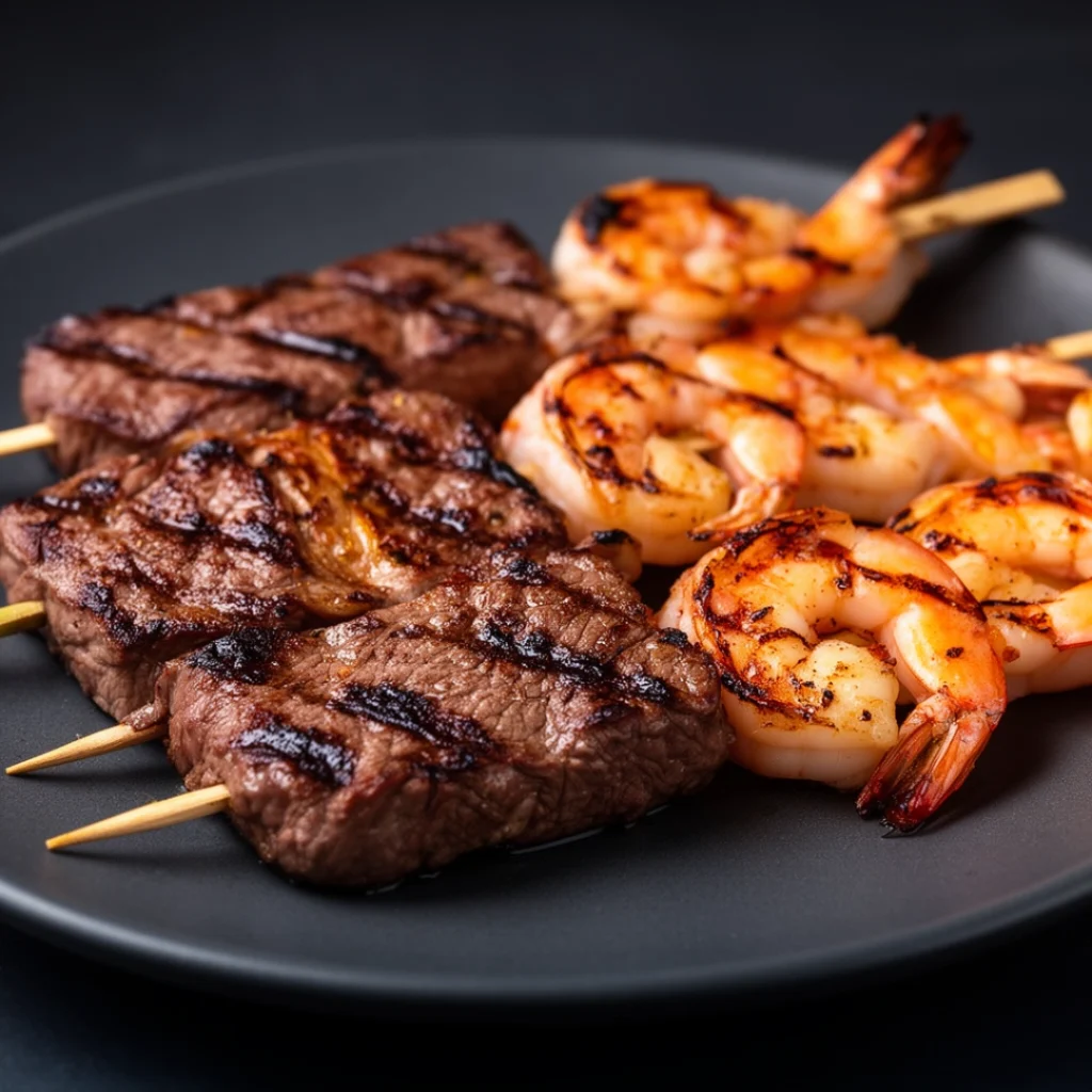 Surf Turf Skewers Steak Shrimp
