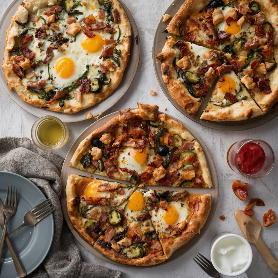 breakfast pizzas with egg