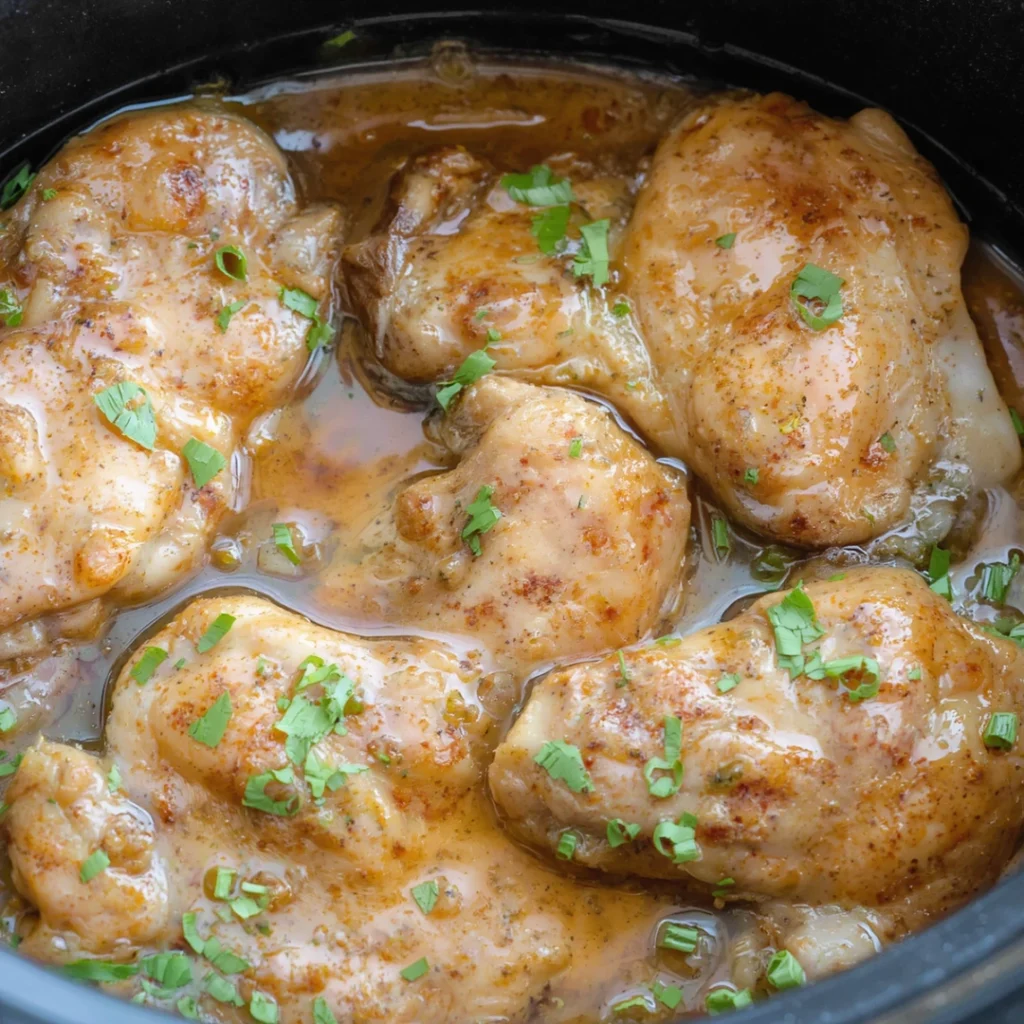 1. Crockpot Honey Garlic Chicken Thighs