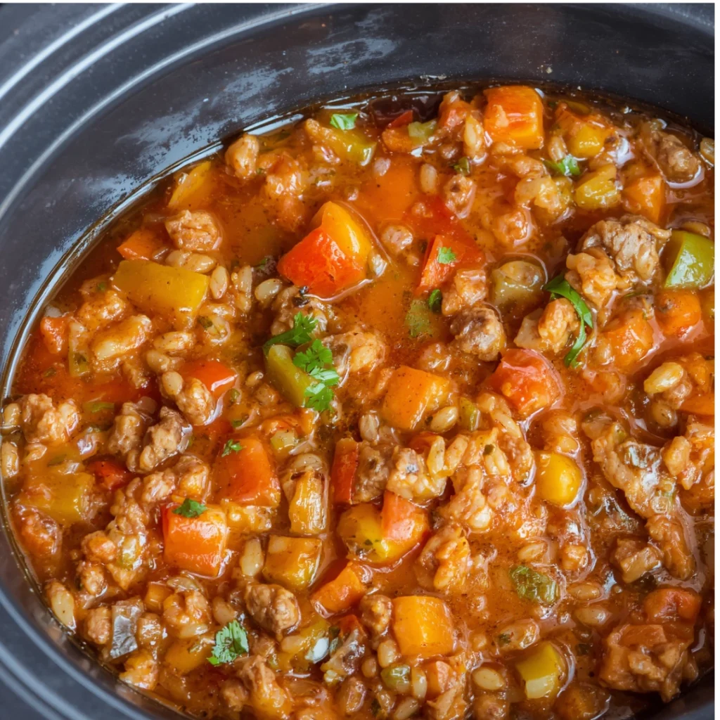 4. Crockpot Stuffed Pepper Soup