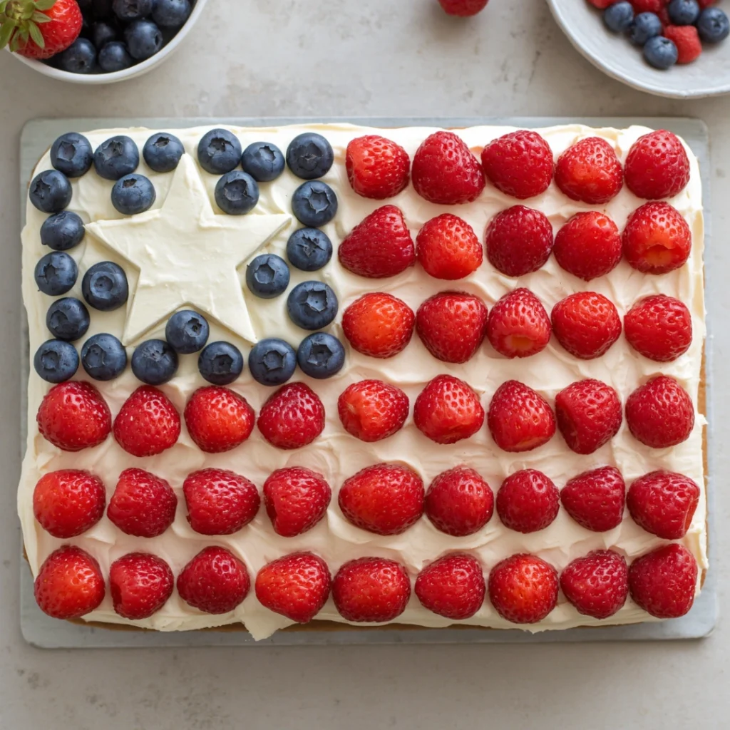 Berry Topped Vanilla Flag Cake