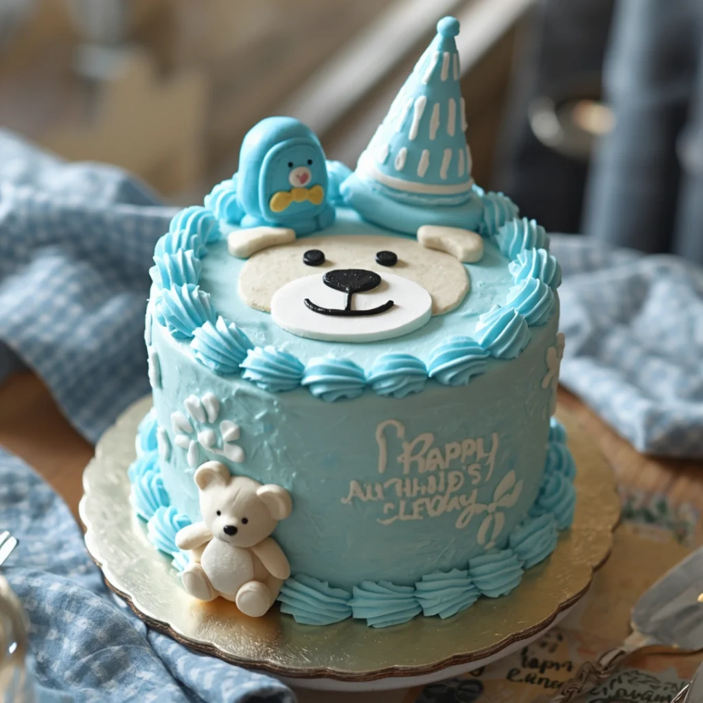 Blue Teddy Bear Cake