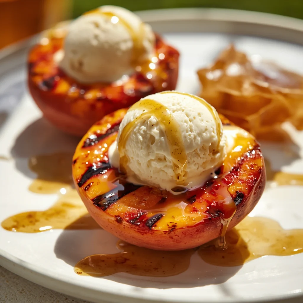 Grilled Peaches With Ice Cream