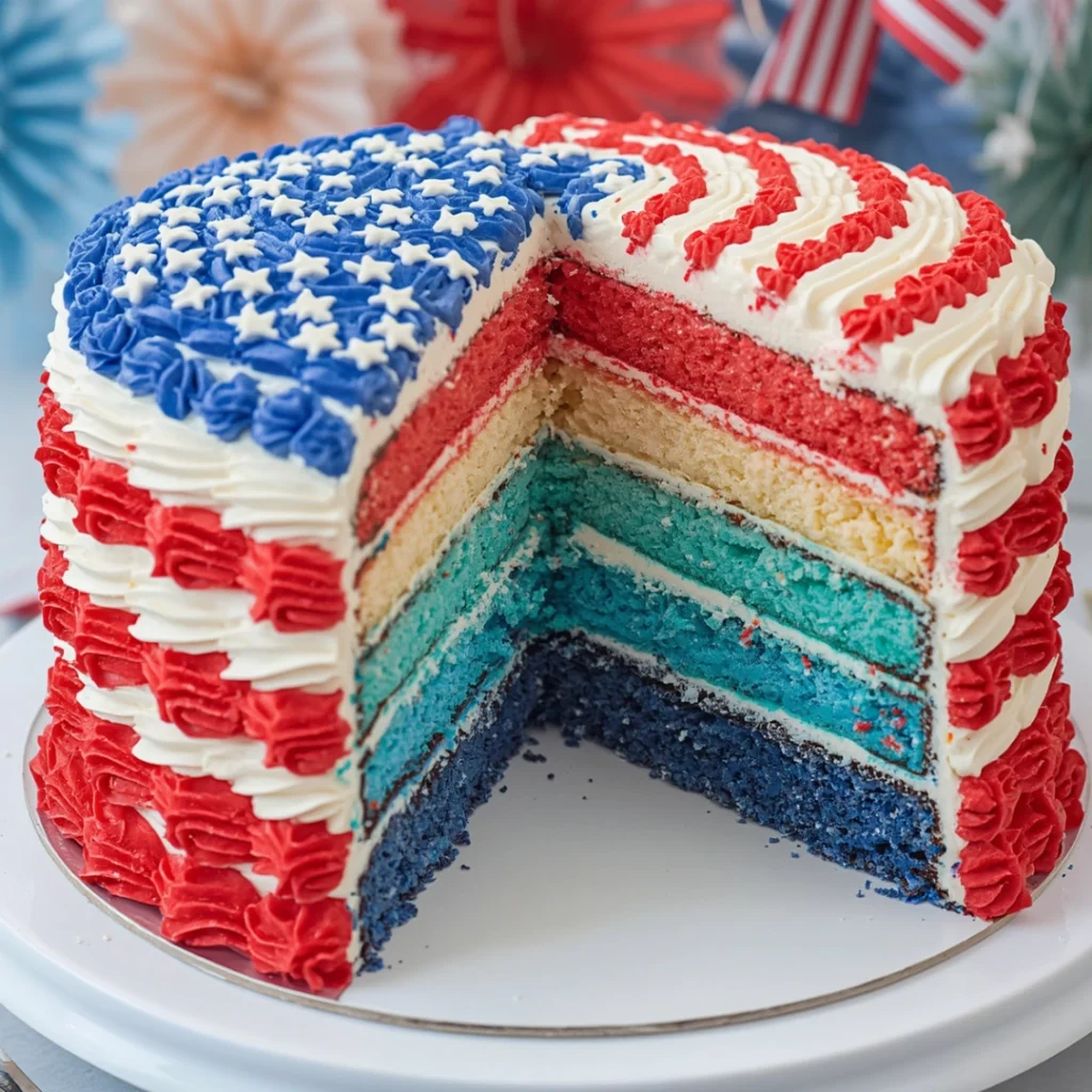 Ombre Red White Blue Flag Cake