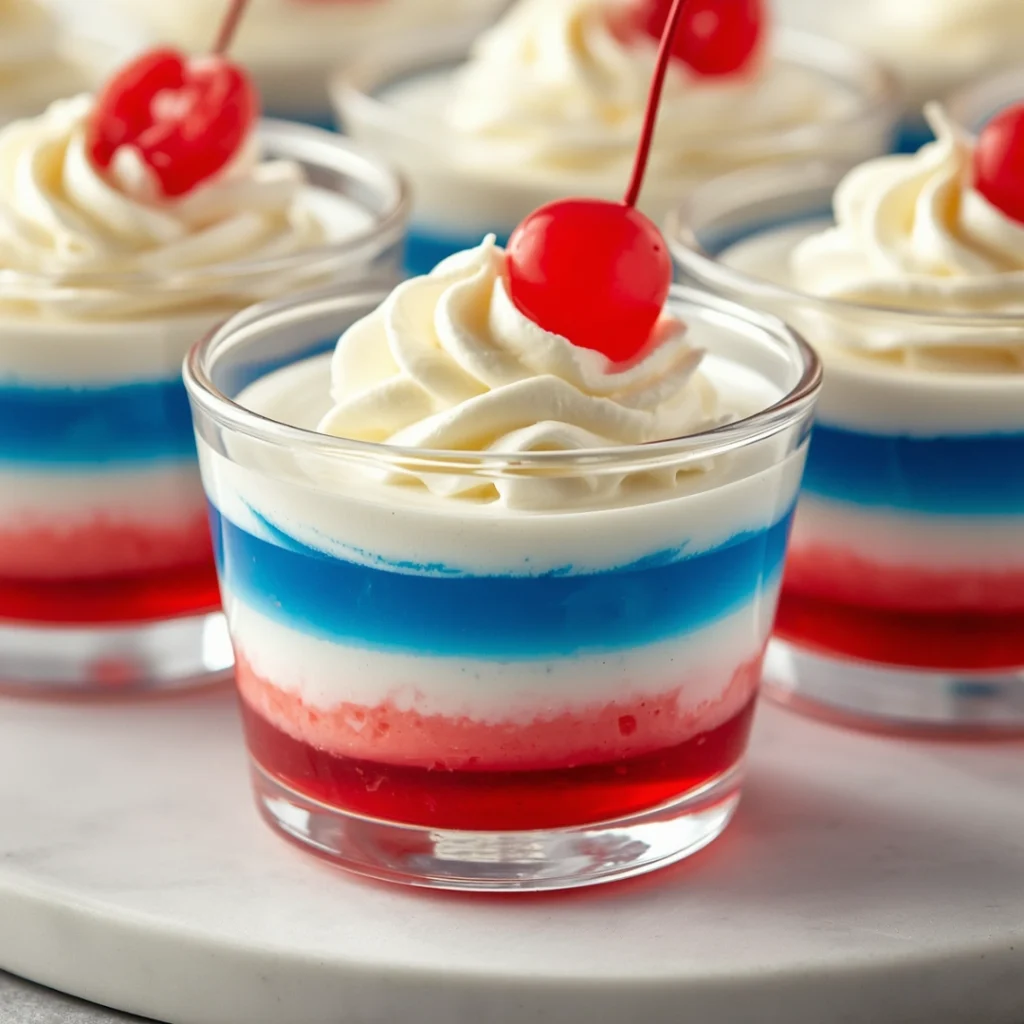 Patriotic Cheesecake Jello Shots