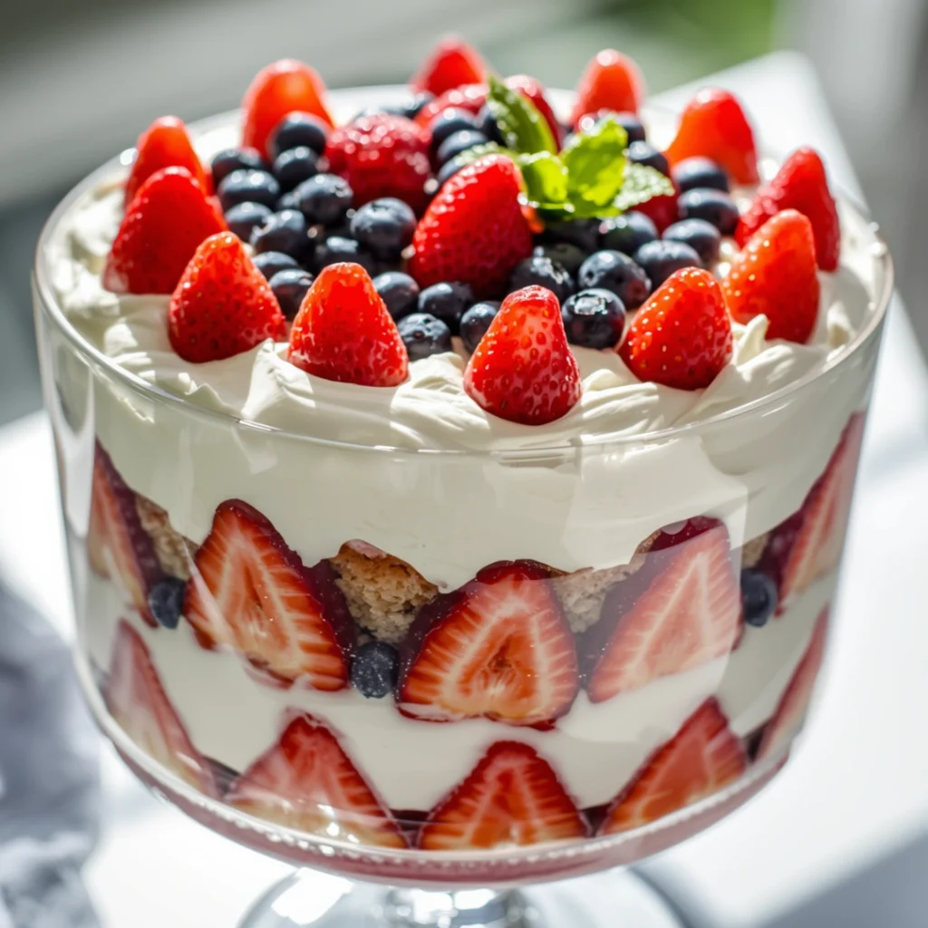 Red White and Blue Berry Trifle