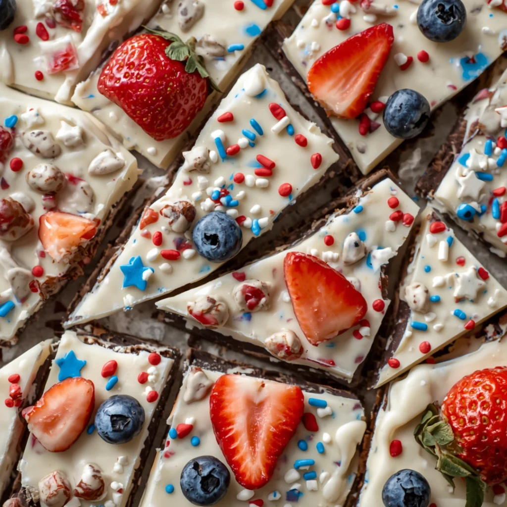 Red White and Blue Chocolate Bark