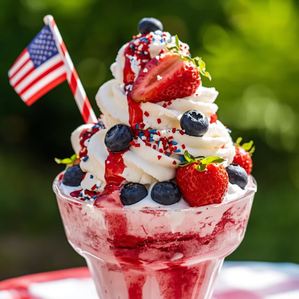 Red White and Blue Ice Cream Sundae