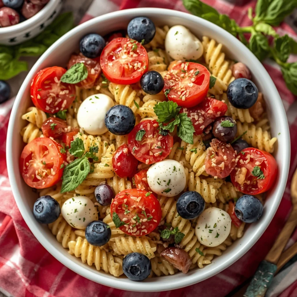 Red White and Blue Pasta Salad