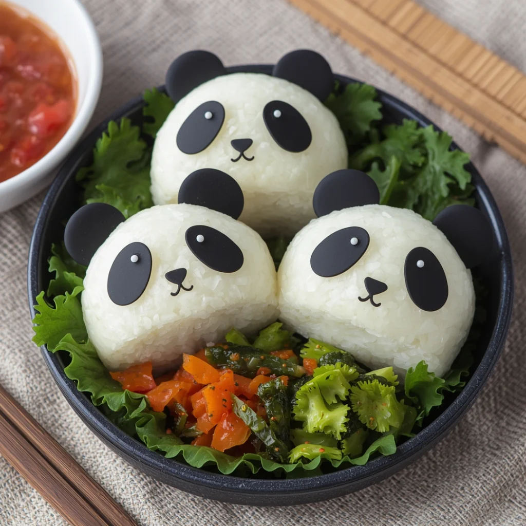 2. Panda Rice Balls Onigiri with Seaweed Details