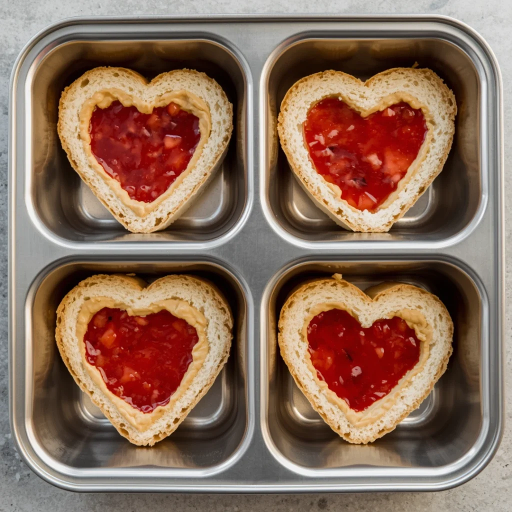 5. Heart Shaped PB Alternative Jam Sandwiches