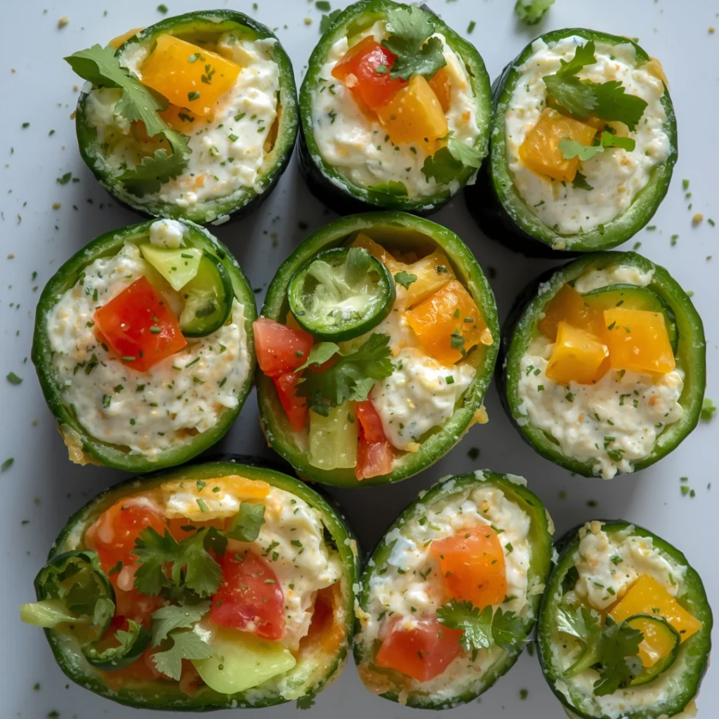 8. Sushi Inspired Cucumber Rolls with Cream Cheese