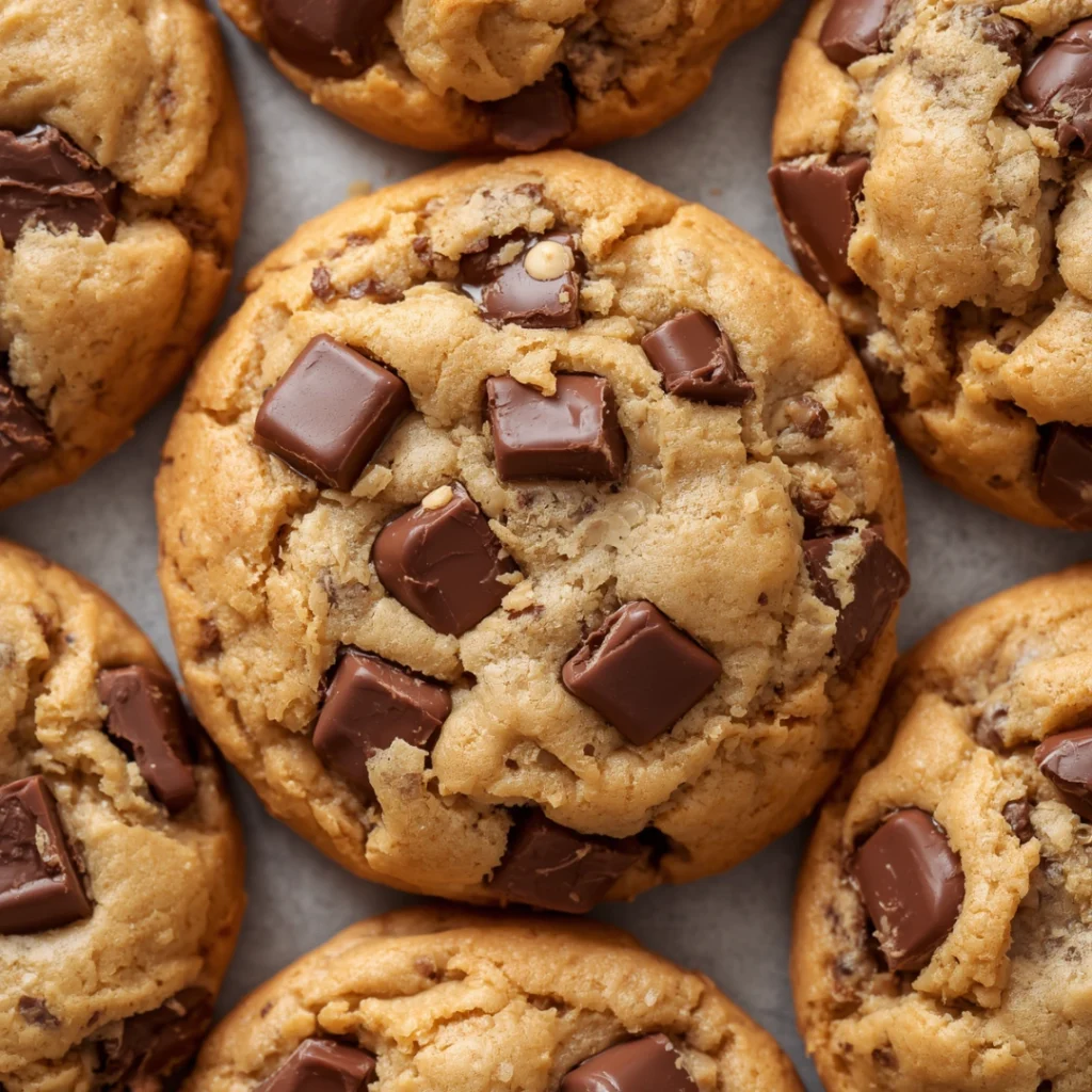 Thick Peanut Butter Chocolate Chunk Cookies