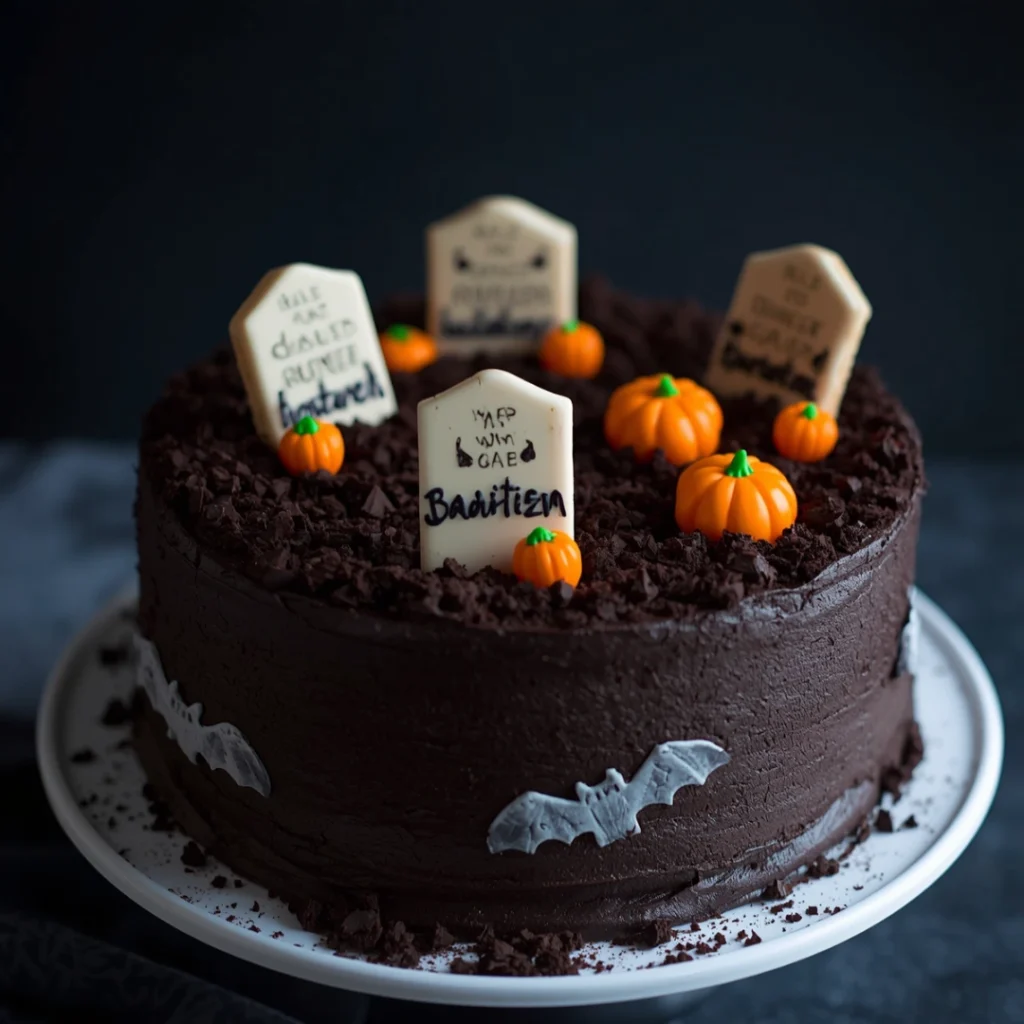 Halloween Graveyard Cake 1