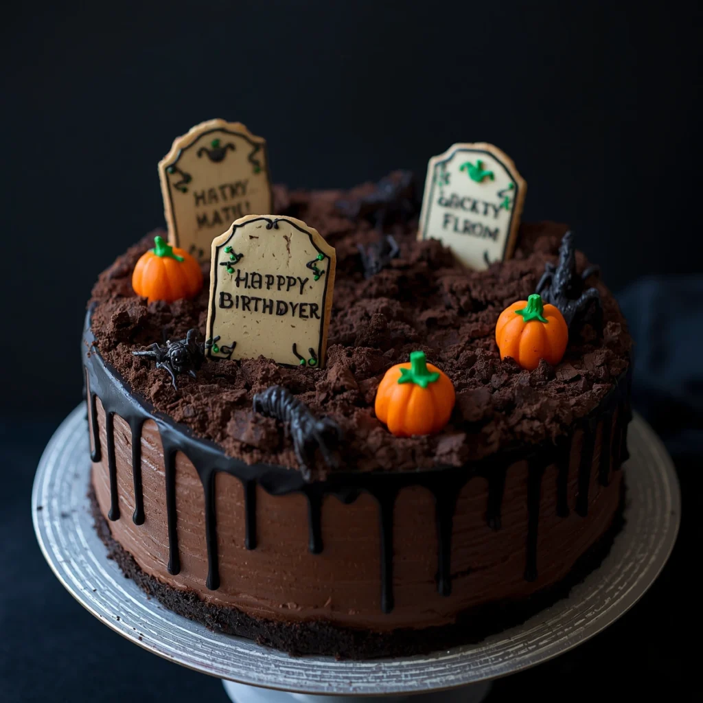 Halloween Graveyard Cake