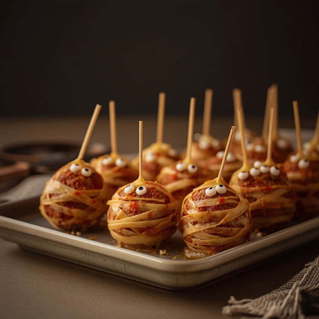 Halloween Mummy Meatballs