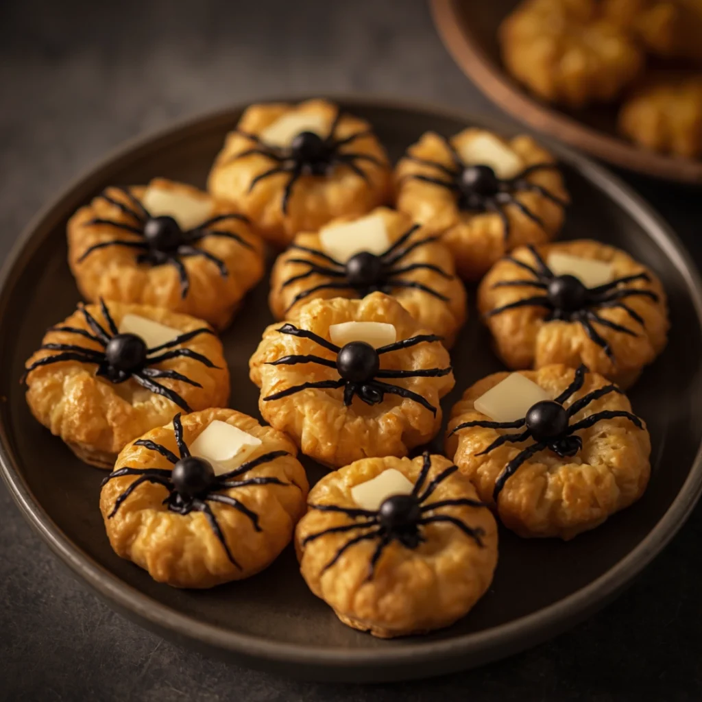 Halloween Spider Puff Pastry Bites