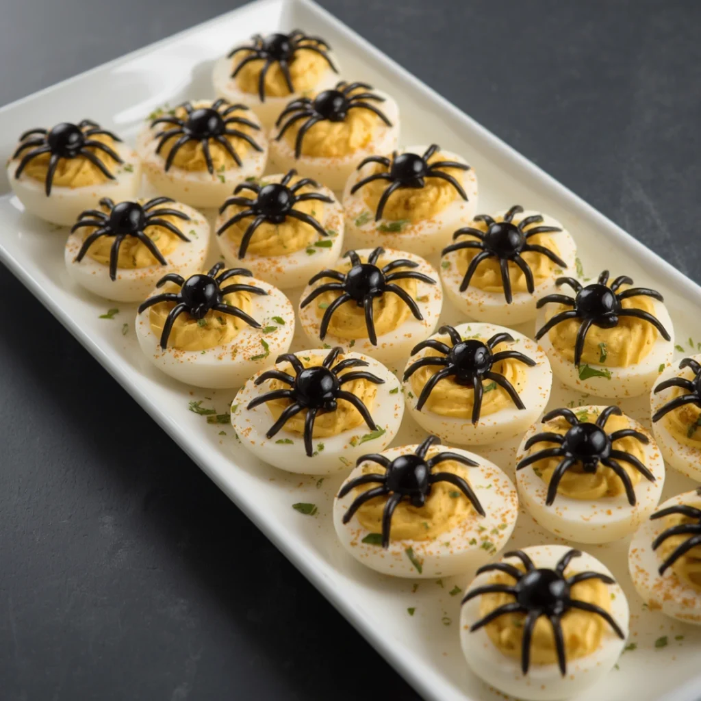 Spider Deviled Eggs