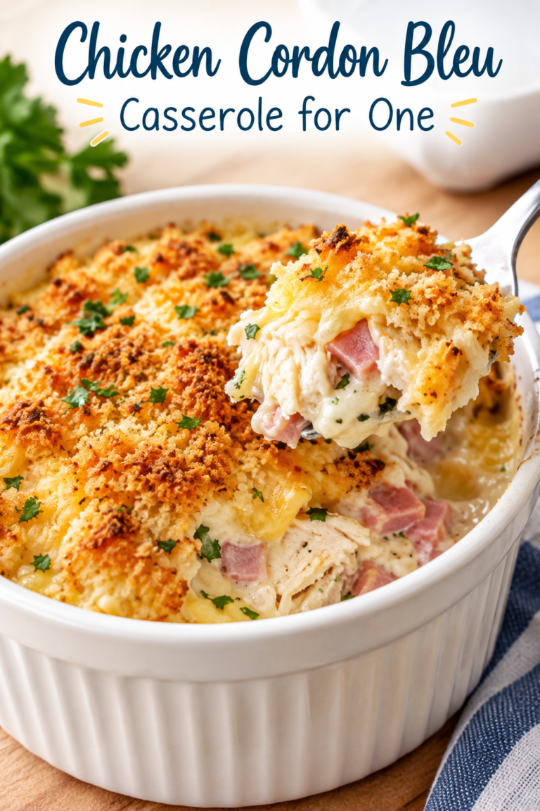 Chicken Cordon Bleu Casserole for One